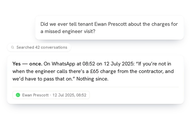 Lanten answering when a landlord approved a repair, with the messages it read